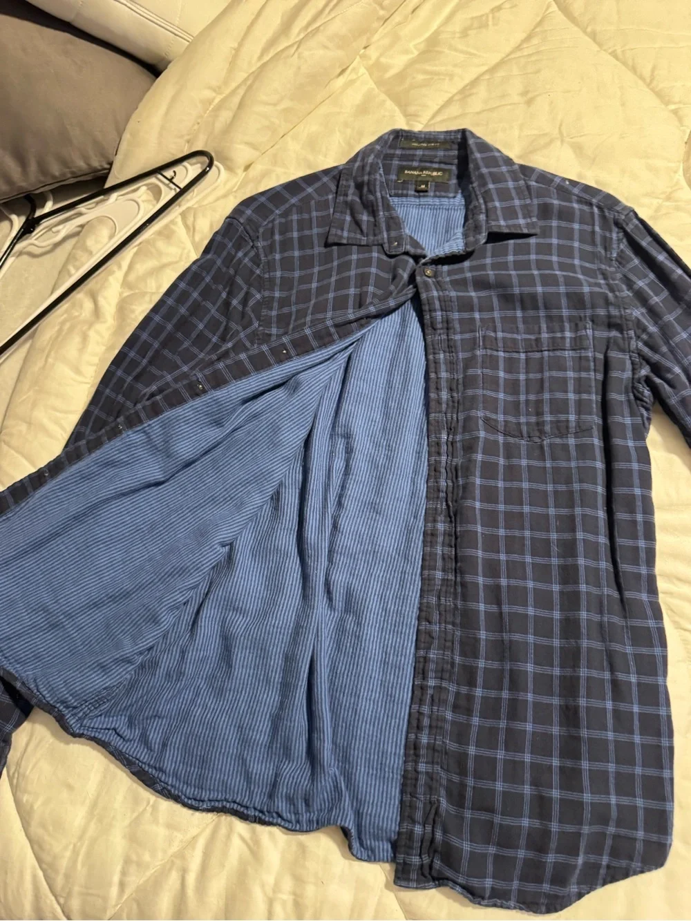 Banana Republic Dark Navy Plaid Button-Down Shirt